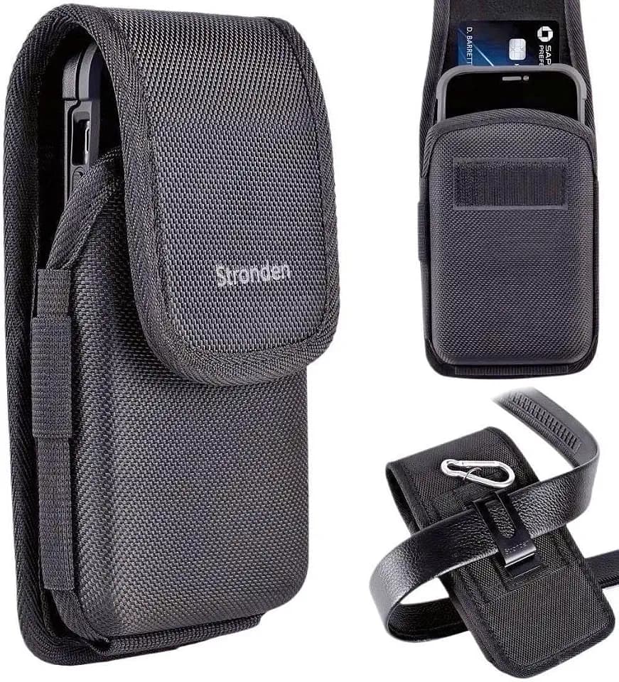 Heavy Duty Holster for iPhone 18 Pro, 17 Pro, 17e, 17, 16 Pro, 16e, 16, 15 Pro, 15, 14 Pro, 14, 13 Pro, 13, 12 Pro, 12 - Military Grade Nylon Belt Pouch (Fits Armor/Battery Case)