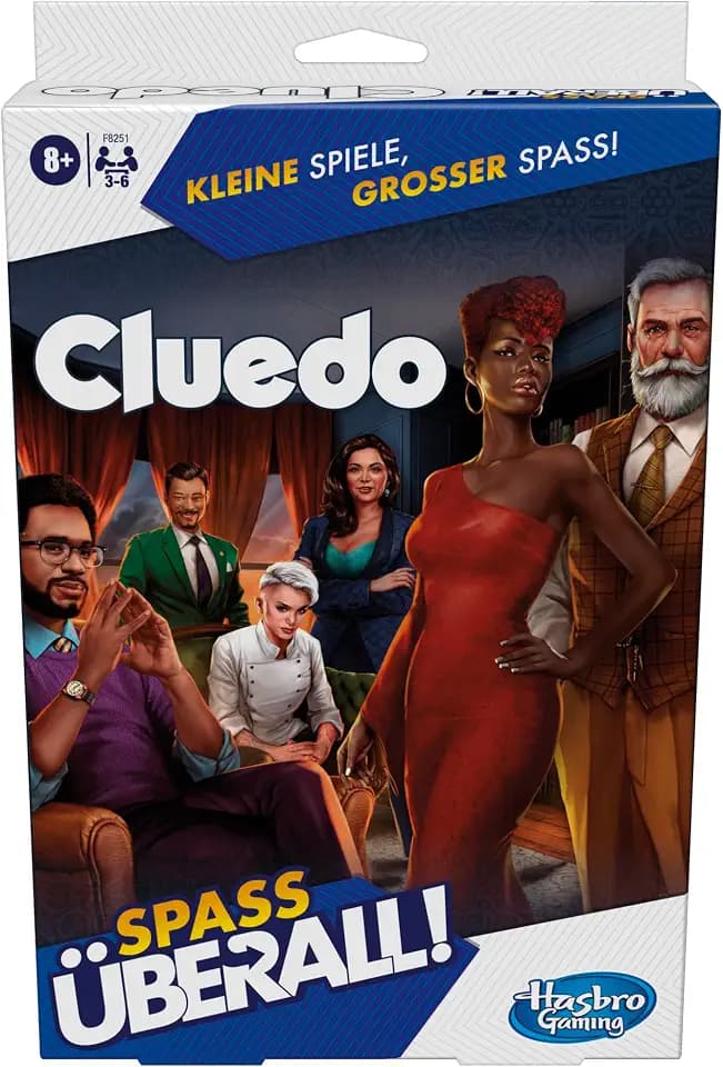 Hasbro Gaming Cluedo Kompakt, portables Detektivspiel für 3 bis 6 Spieler, Reisespiel für unterwegs mit Mini-Spielbrett für Kinder ab 8 Jahren