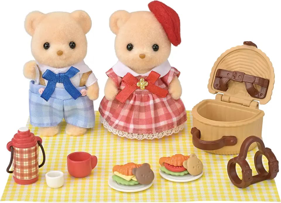 Sylvanian Families - 5852 Biscuit Bären Geschwister Picknickspaß, Spielset mit Tierfigur und Zubehör, Tierfiguren, Bären, Spielzeug für Kinder ab 3 Jahren