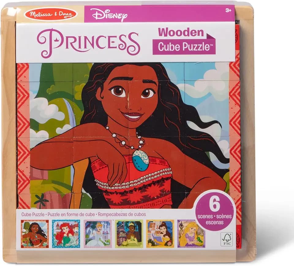 Melissa & Doug Disney Princess Wooden Cube Puzzle Blocks