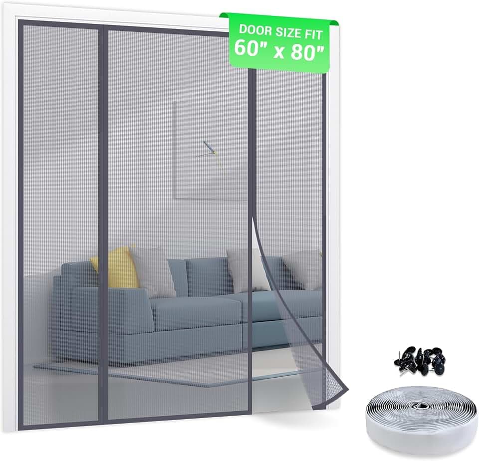 TheFitLife Fibreglass Double Door Magnetic Fly Screen, Heavy Duty Curtain