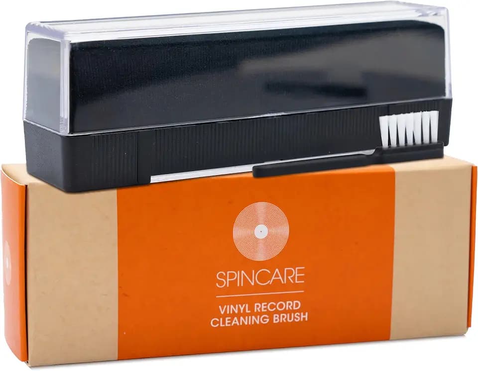 SPINCARE Samt Plattenbürste für LPs mit Schutz-Staubabdeckung