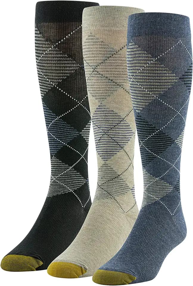 GOLDTOE Men's Mild Compression Over The Calf Socks, Multipairs