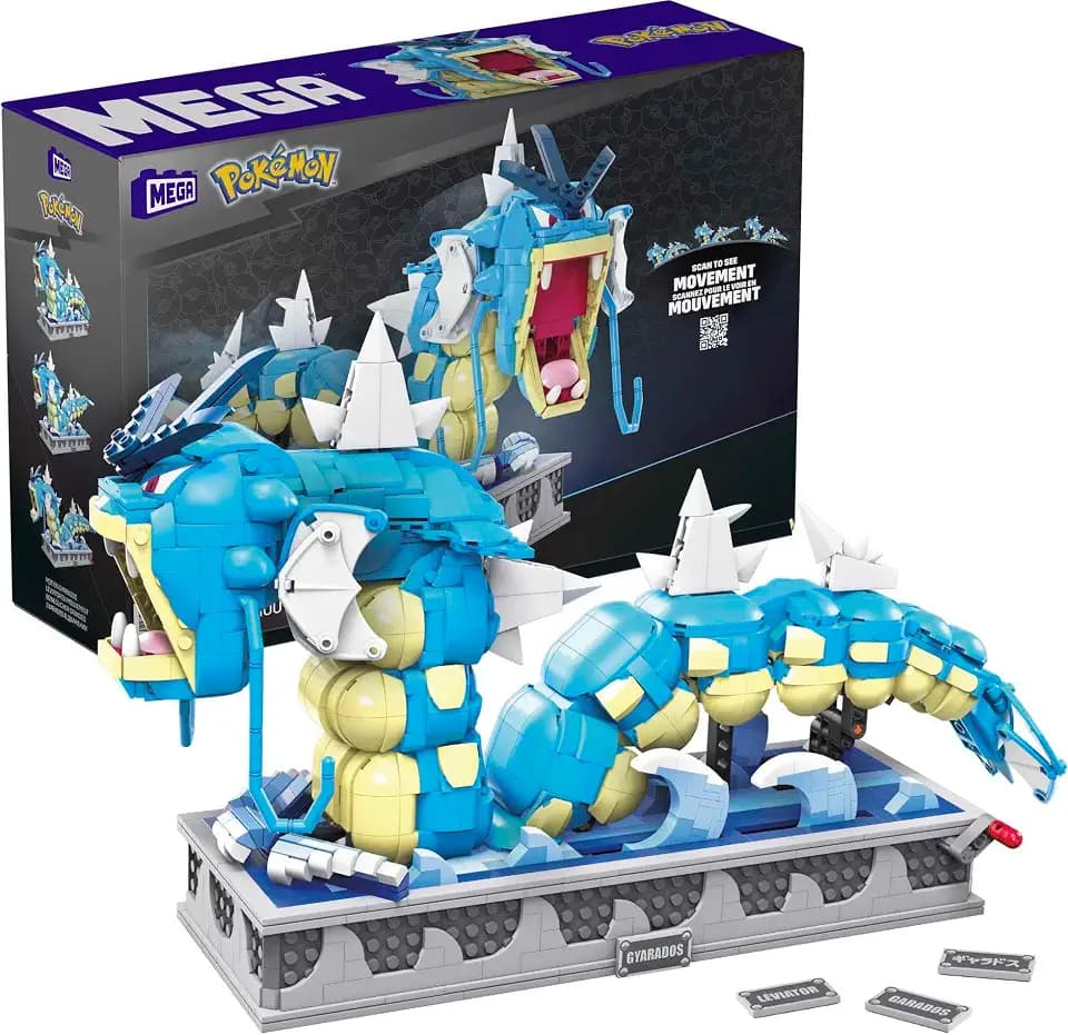 MEGA Pokémon Building Toys Set, Motion Gyarados with 2186 Pieces, Moving Mouth and Tail, for Kids or Adult Collectible
