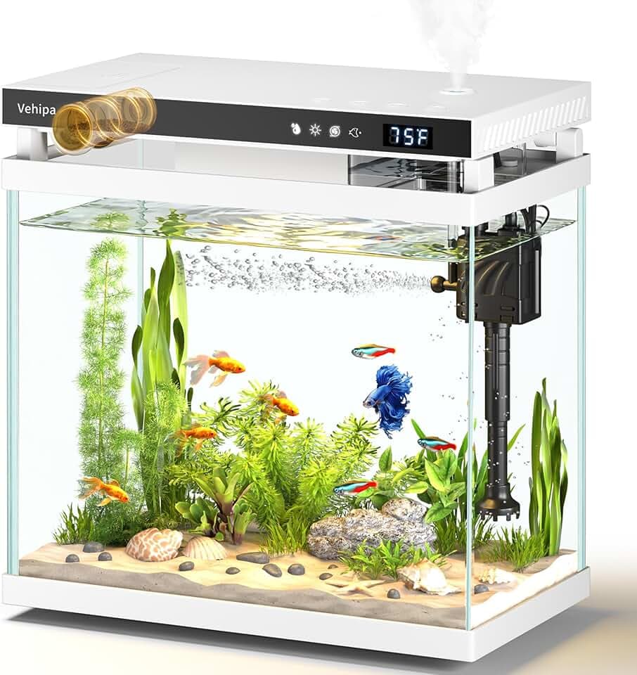 Vehipa 8L Aquarium, Klein Aquarium Komplettset-Weiß