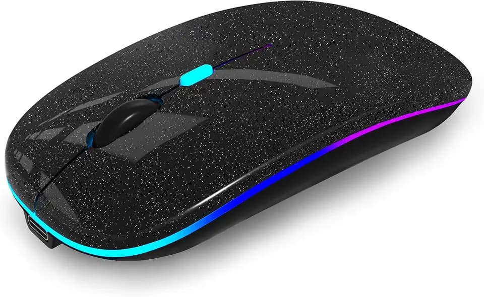 WREANU Wireless Bluetooth Mouse, Rechargeable Laptop Mice, Black Pearl