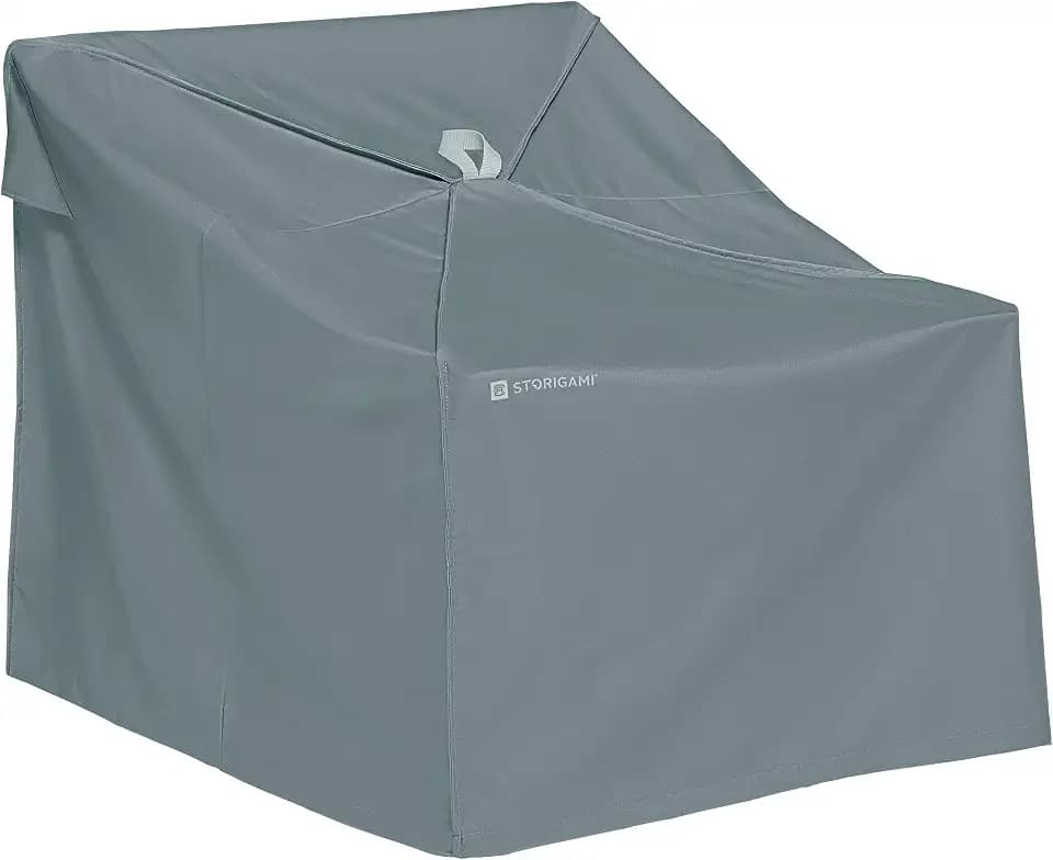 Classic Accessories Storigami Water-Resistant 36 Inch Easy Fold Lounge Chair Cover, Monument Grey, Patio Furniture Covers