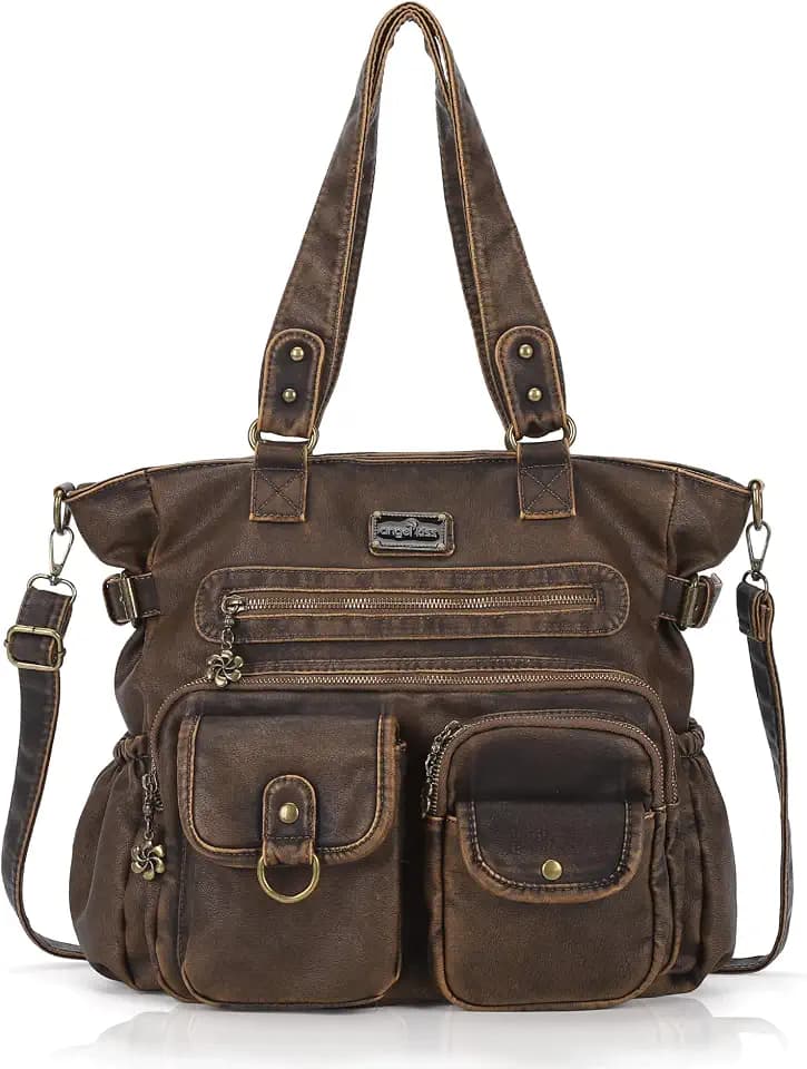 Angelkiss Purses Handbags for Women PU Tote Satchel Bags for Women Pockets Shoulder Bags…