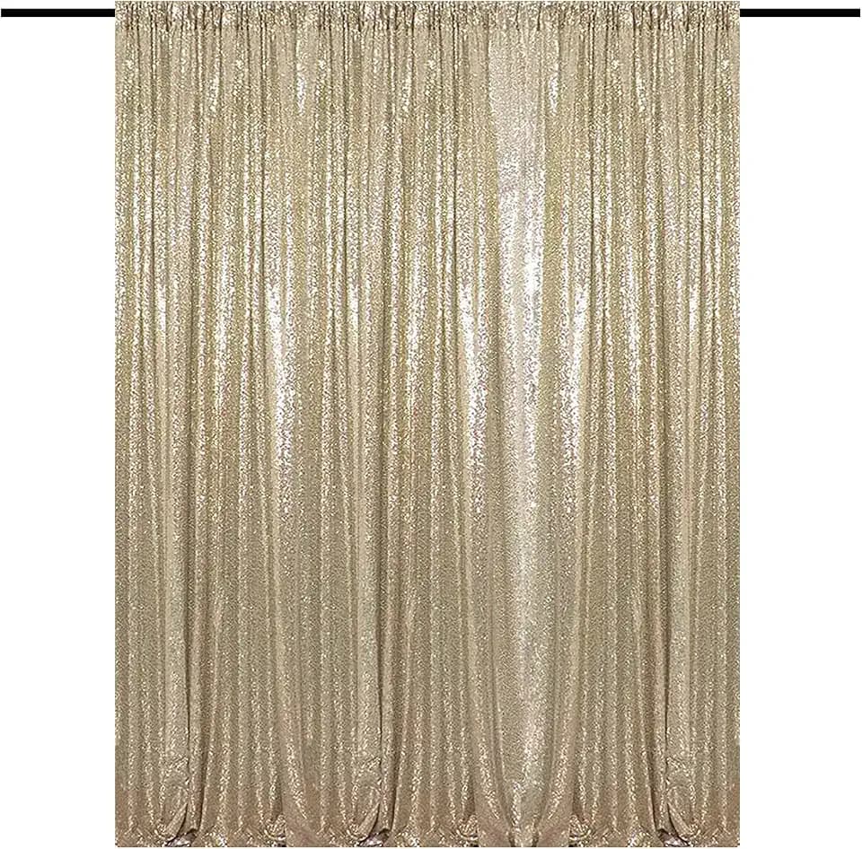 Champagne Gold Sequin Backdrop Curtain 10FTx10FT 1 Panel