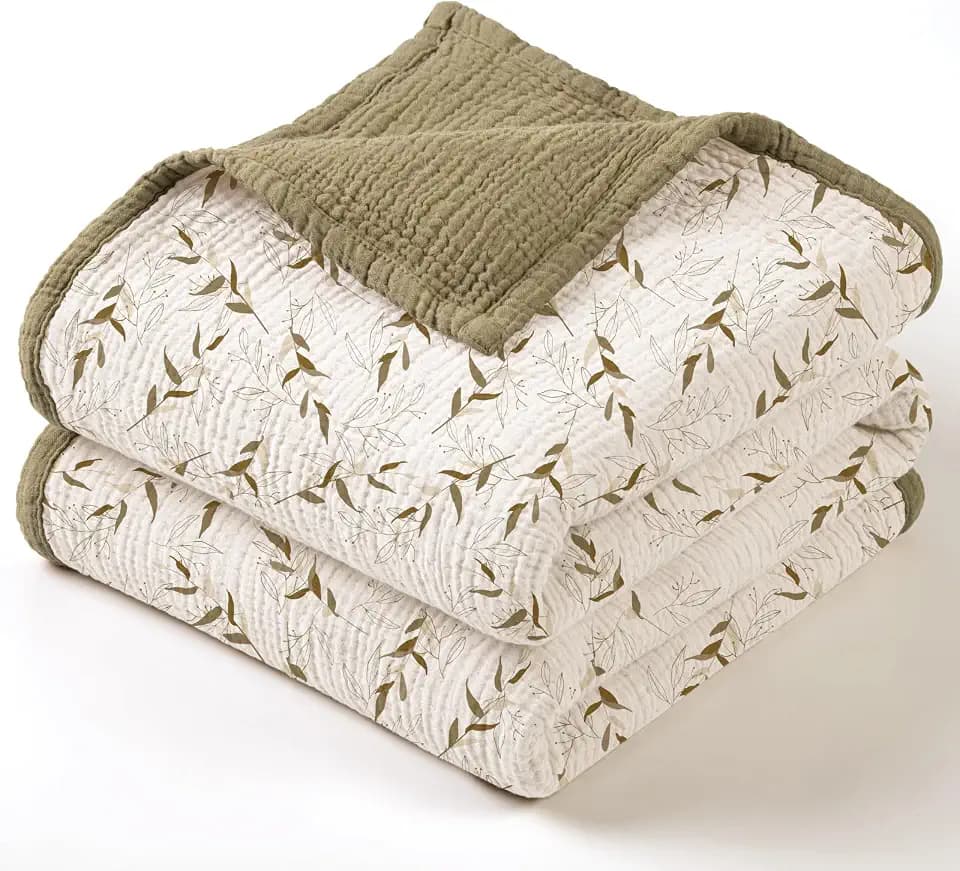 lulumoon Muslin Baby Blanket Neutral: Cotton Toddler Blanket for Daycare