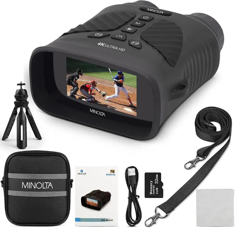 Minolta MNDM10B 10x25 Digital Night Vision Monocular with 4K Ultra HD Camer