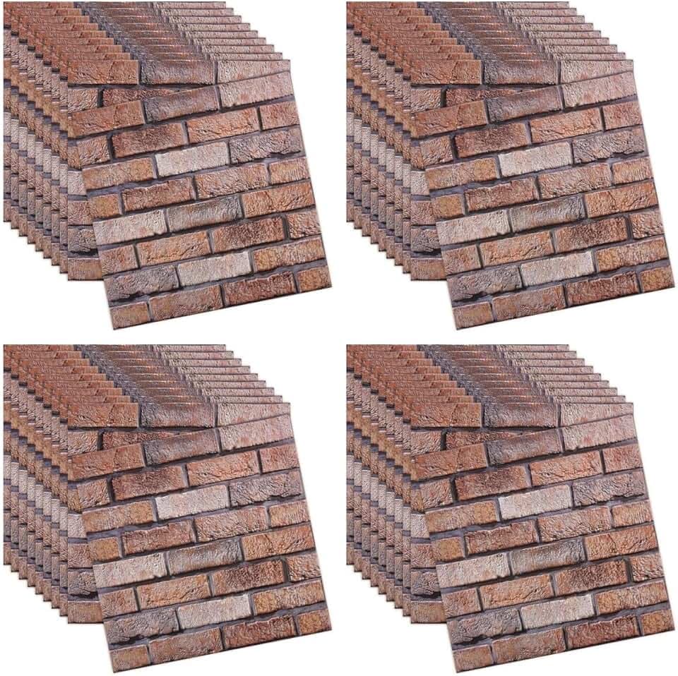 40 Stück 3D Wandpaneele Selbstklebend, 30 × 30 cm Wandverkleidung Selbstklebend aus Kunststoffplatten, wandpaneele PVC Backstein Tapete für Innenbereich, Außenbereich, Geschäftsräume