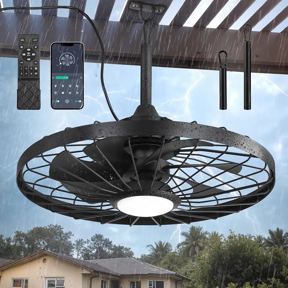 LEDIARY 24" Outdoor IP65 Waterproof Plug in Ceiling Fan with Lights