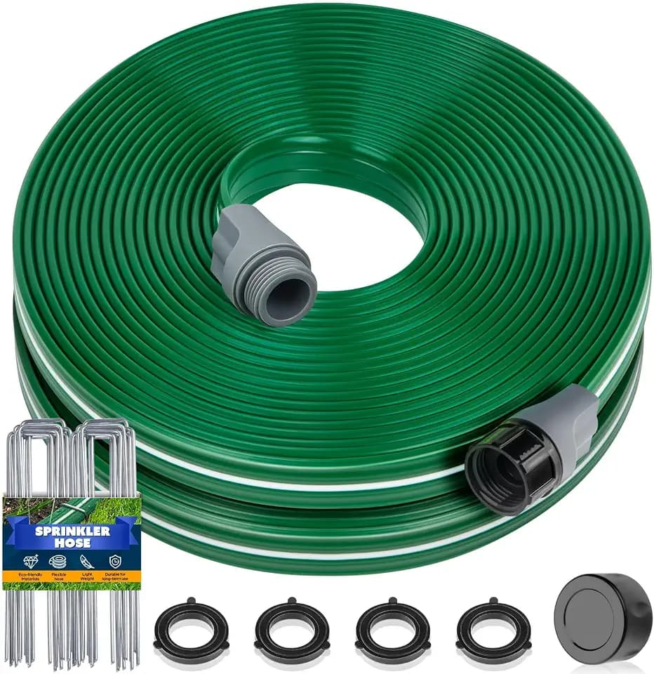 Jin&Bao 25FT Sprinkler Hose Heavy Duty Garden Lawn Water Hose with Staples