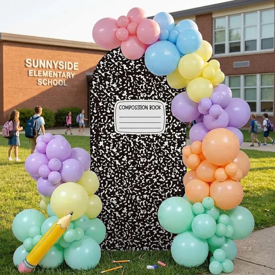 VitalCozy 7.2ft Back to School Decoration Arch Backdrop Cover