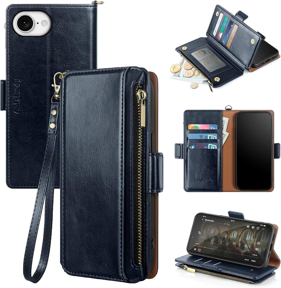 Antsturdy for iPhone 6/6S/7/8/SE 2020/SE 2022 Phone Wallet Case Women,Dark Blue