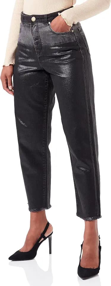 Pinko Damen Maddie Sash Mom Fit Denim Marm Hose