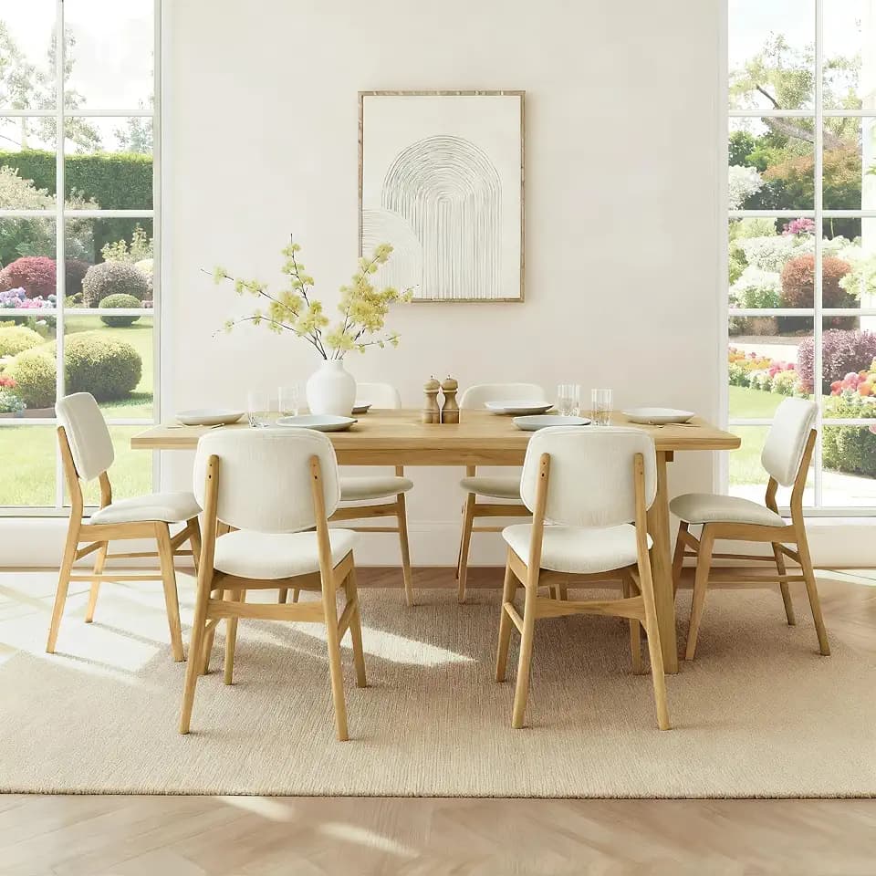 KISLOT Wooden Dining Chairs Set of 6, Upholstered Kitchen Chairs, Original