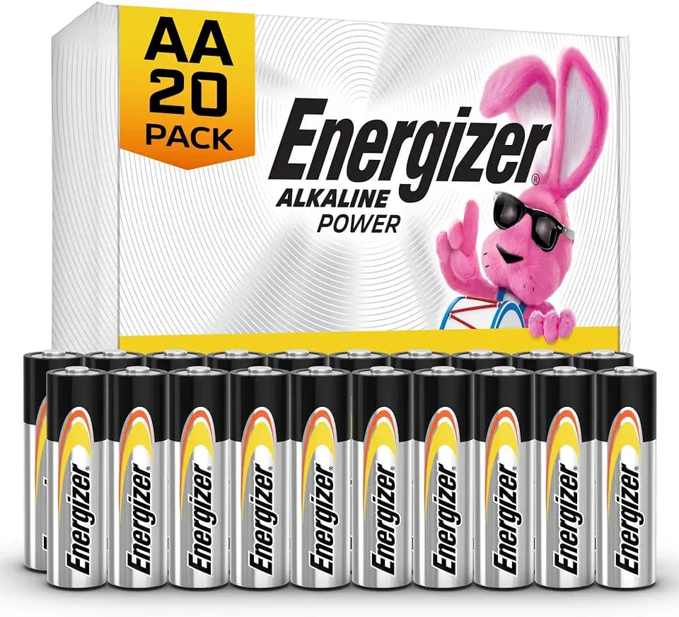 Energizer Alkaline Power AA Batteries (20 Pack), Double A Long-Lasting Alkaline Batteries