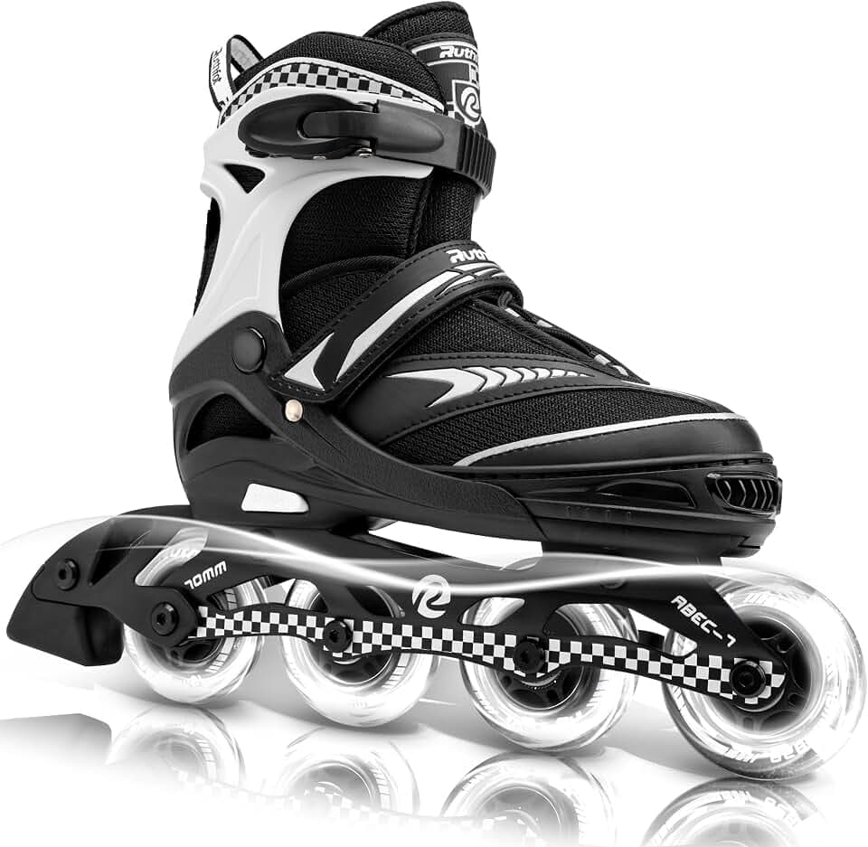 Ruthfot Verstellbare Inline Skates für Kinder Jungen und Mädchen, Leucht-Skates für Kinder von 6-12 Jahren Outdoor-Leuchtpatinen für Frauen und Männer