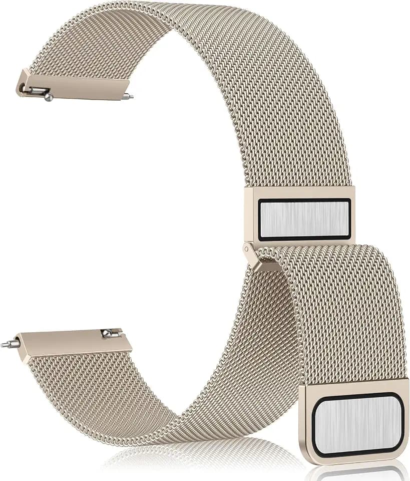 Vanjua 20mm 22mm Watch Band for Women Men, 20mm 22mm Quick Release Stainless Steel Metal Mesh Loop Adjustable Magnetic Replacement Wristbands Straps Bands