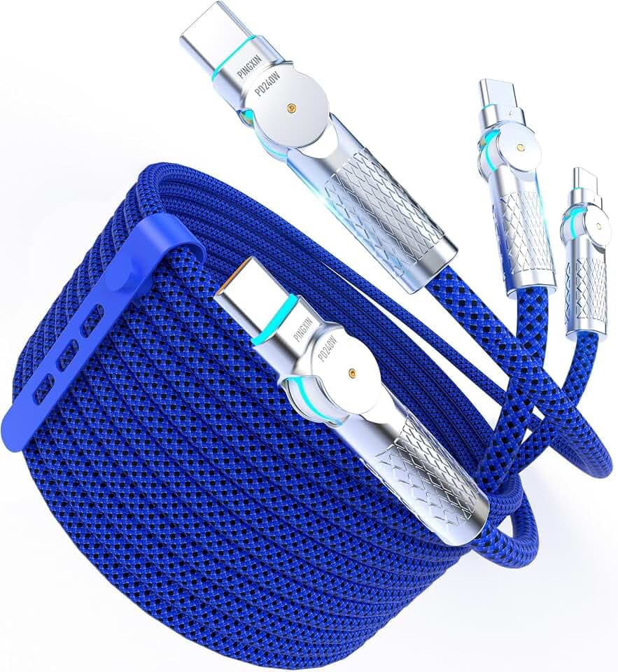 USB C to USB C Cable10ft,240W 2-Pack Braided 180°Rotating Type C Charging CableFast Charge for iPhone 15/16/16Pro/16Plus/16ProMax,MacBook Air,iPad Pro,Pixel,Samsung Galaxy S23/S24 Ultra-Blue