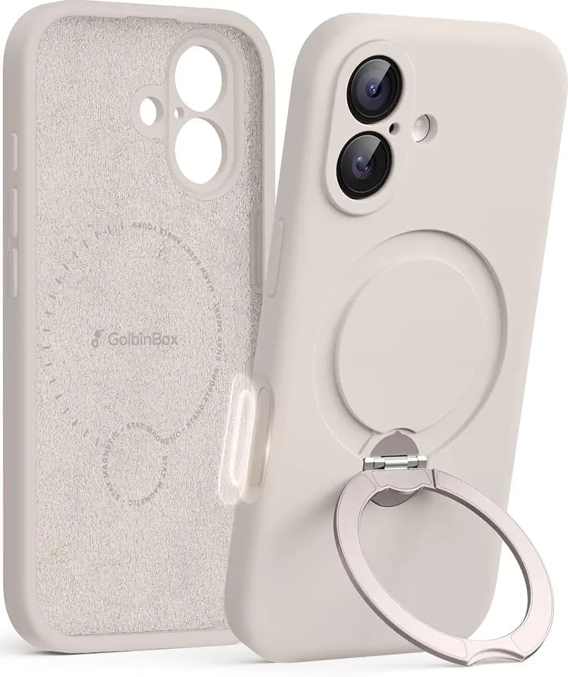 GolbinBox for iPhone 17 Case with 360° Spin Magnetic Stand, Stone