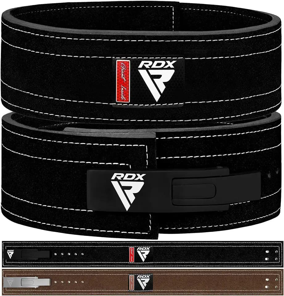 RDX 4” Gewichthebergürtel Hebelschnalle Leder, 10mm Genehmigt IPL USPA, Powerlifiting Trainingsgürtel Krafttraining Fitness Bodybuilding Gürtel, 10 Verstellbar Löcher,Gym Weight Lifting Belt, Herren