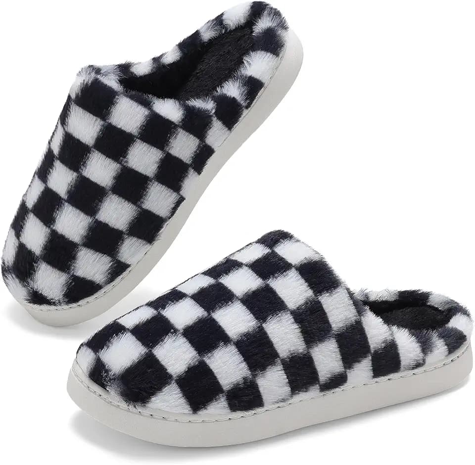 Checkered Plaid House Slippers for Women