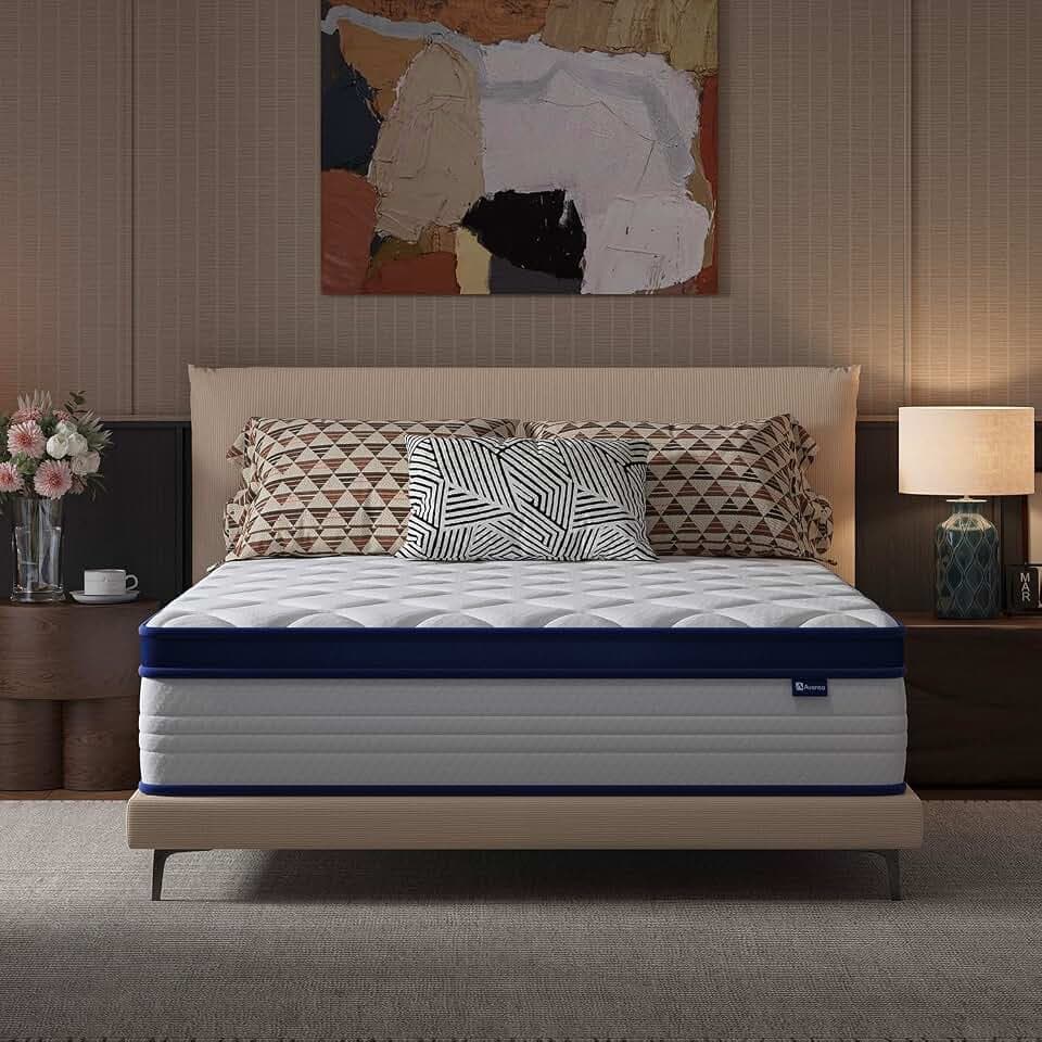 Avenco SleepSphere 10 Inch Queen Mattress, Queen Size Mattresses with Smart Coil Spring Technology for Pressure Relief, Breathable Cover Motion Isolation CertiPUR-US Certified Bed Mattress in a Box