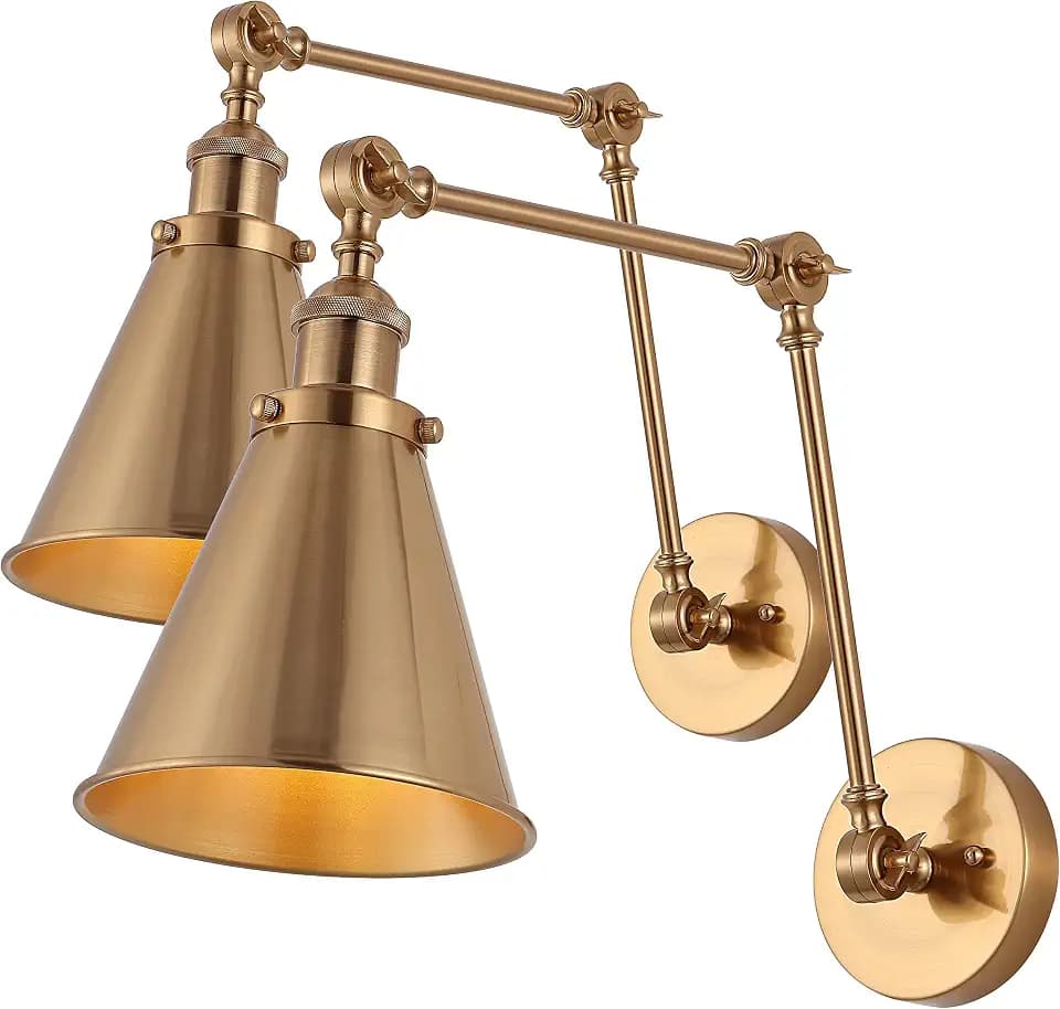 JONATHAN Y Rover 1-Light Wall Sconce 7", Brass Gold, Set of 2