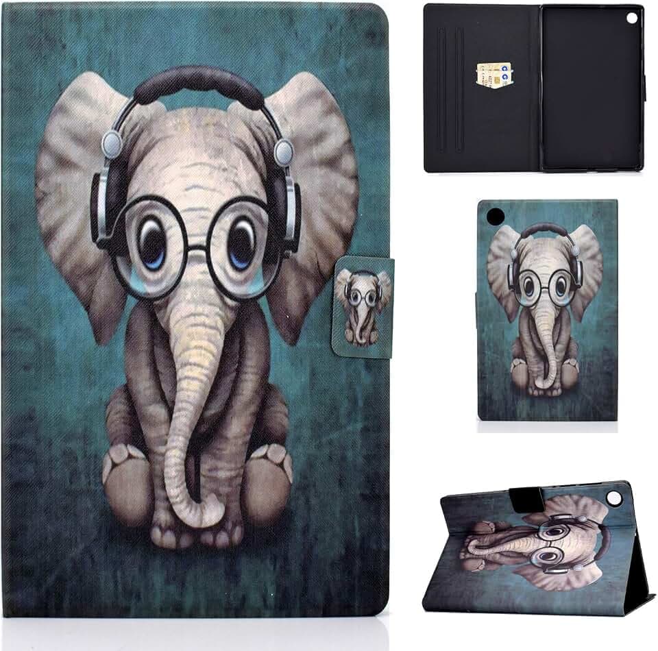 CASAFUNY Hülle für Lenovo Tab M10 Plus 3rd Gen 10,6 Zoll PU Leder Ultradünne Schutzhülle mit Standfunktion Case Cover für Lenovo Tab M10 Plus 3rd Gen 10,6'' TB-125/128FU, Elefant
