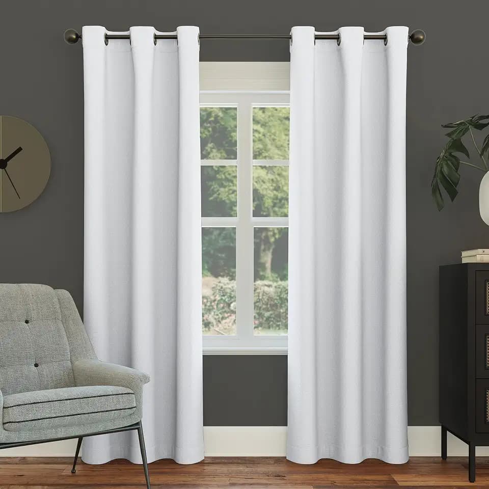 Sun Zero Easton Energy Saving Blackout Grommet Curtain Panel, 40" x 84", Dove White