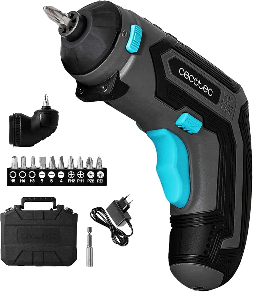 Cecotec Akku-Schraubendreher mit 90º Winkelaufsatz PowerGyro 3500 Angle Set. 4V, 1500mAh Akku, 6,35mm Sechskant-Bitaufnahme, inklusive Koffer und Zubehör