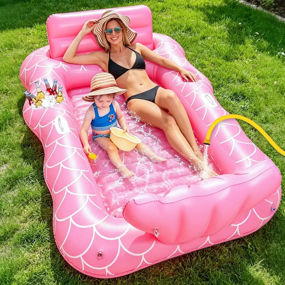 JONRRYIN Luftmatratze Pool Große, Wasser Hängematte Luftmatratze, Tanning Pool Erwachsene, Aufblasbarer Sonnenpool, Aufblasbare Wasserhängematte Pool für Sommer Poolpartys