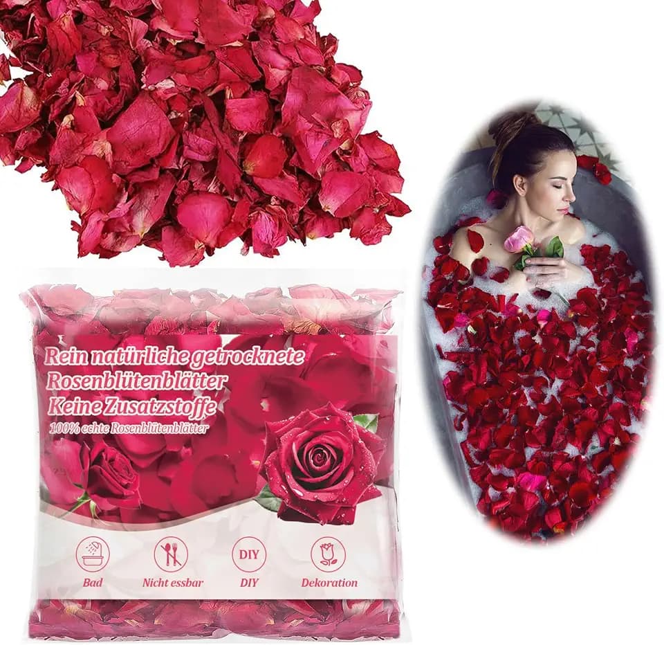 Blütenkonfetti getrocknete Rosenblätter, 100g, Rot