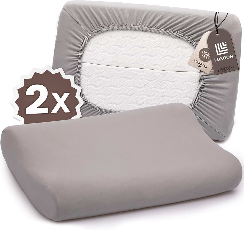 Kissenbezug für Gesundheitskissen – 95% Baumwolle / 5% Elasthan, Atmungsaktiv und Hautfreundlich, Waschbar, Für Komfort und Hygiene 2er Pack 30-45 x 50-65 cm, Grau