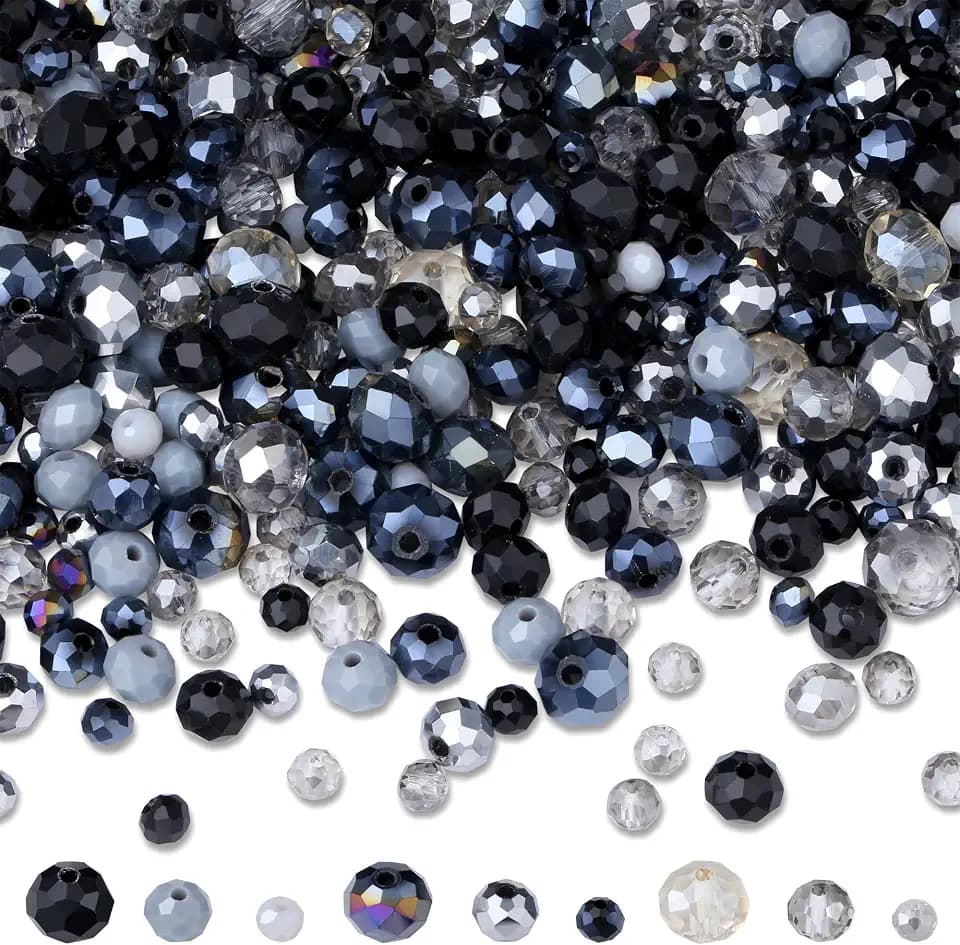 1100 Stück Schwarz Kristalle Glasperlen Kit Facettierte Perlen