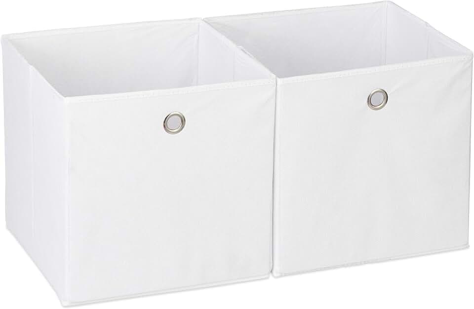 Relaxdays Aufbewahrungsbox 2er Set, quadratisch, Aufbewahrung für Regal, Stoffbox in Würfelform 30x30x30 cm, Farbauswahl