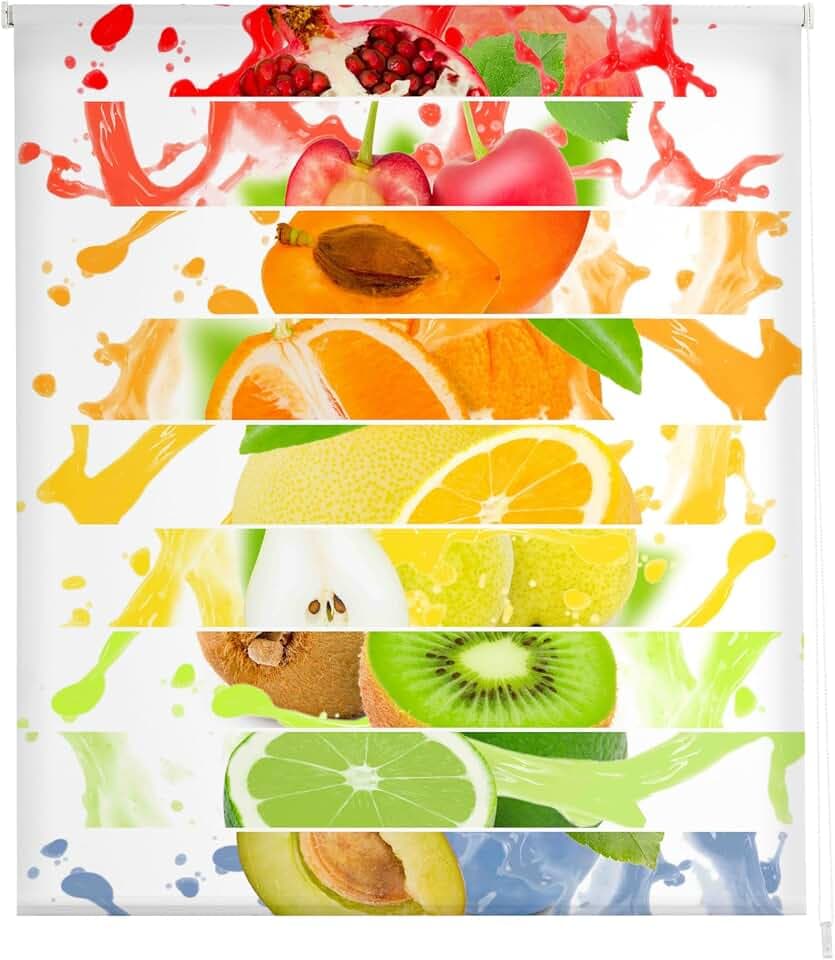 Estoralis | KÜCHE | Modernes Rollo | ohne Werkzeug Digital bedruckter Stoff | C-1219 | 55 x 150 cm. (Breite/Höhe) Stoffgröße 52 x 150 cm. | Rollos für Fenster und Türen