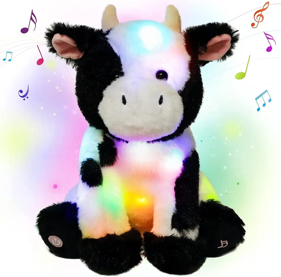 Light-up Singing Cow Plush Toy LED Musical Stuffed Animal
