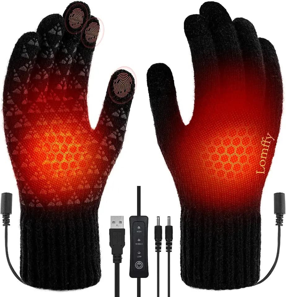 USB Beheizte Handschuhe Fäustlinge für Herren Damen, Heiz-Handschuhe Vollfinger Beheizte Beheizbare Handschuhes Beidseitige Beheizung Winterhandschuhe Handwärmer für Radfahren Ski Bergsteigen