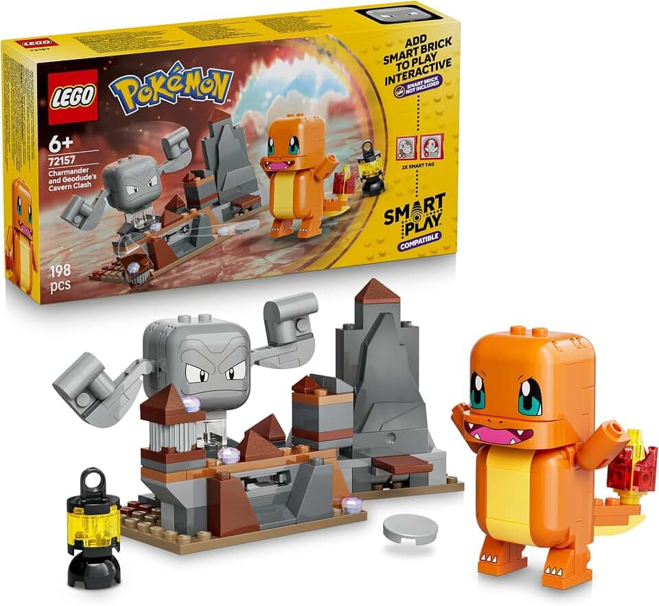 LEGO Pokémon SMART Play: Glumandas und Kleinsteins Höhlenduell - kompatibles interaktives Set mit 2 SMART Tags und 2 Pokémon Figuren - Geschenkidee für Kinder ab 6 Jahren - 72157