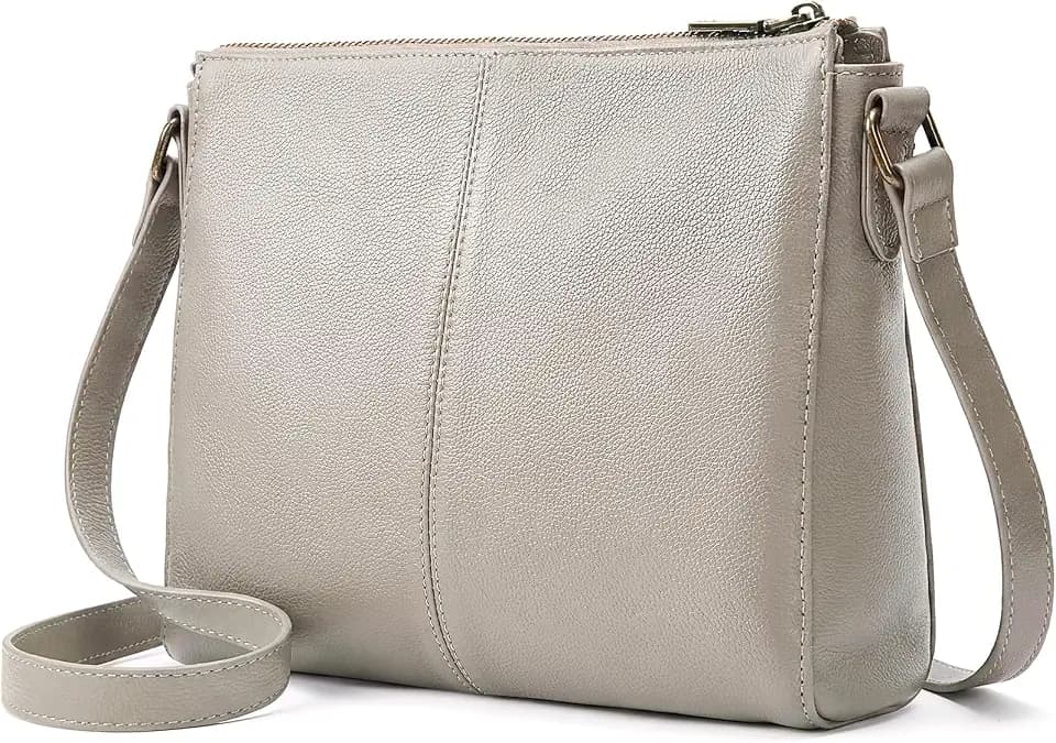 Genuine Leather Crossbody Purses for Women Small Anti-theft Cross body Bag with Built in RFID Wallet for Travel