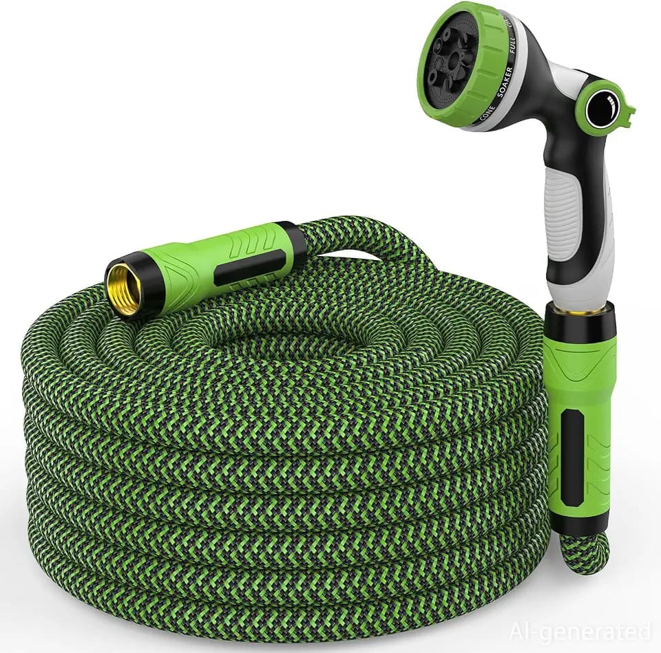 NON-EXPANDABLE Garden Hose 25 FT x5/8'' with 10-Function Sprayer