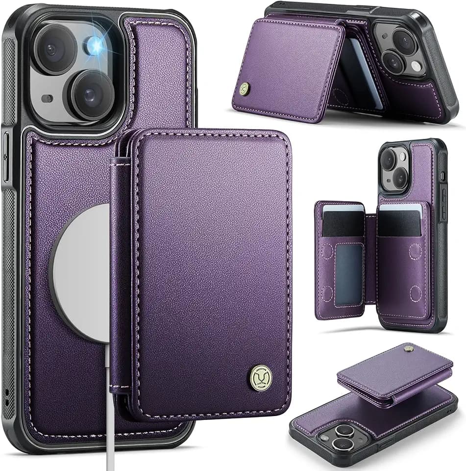 Compatible with Magsafe for iPhone 15 Plus Wallet Case, Purple