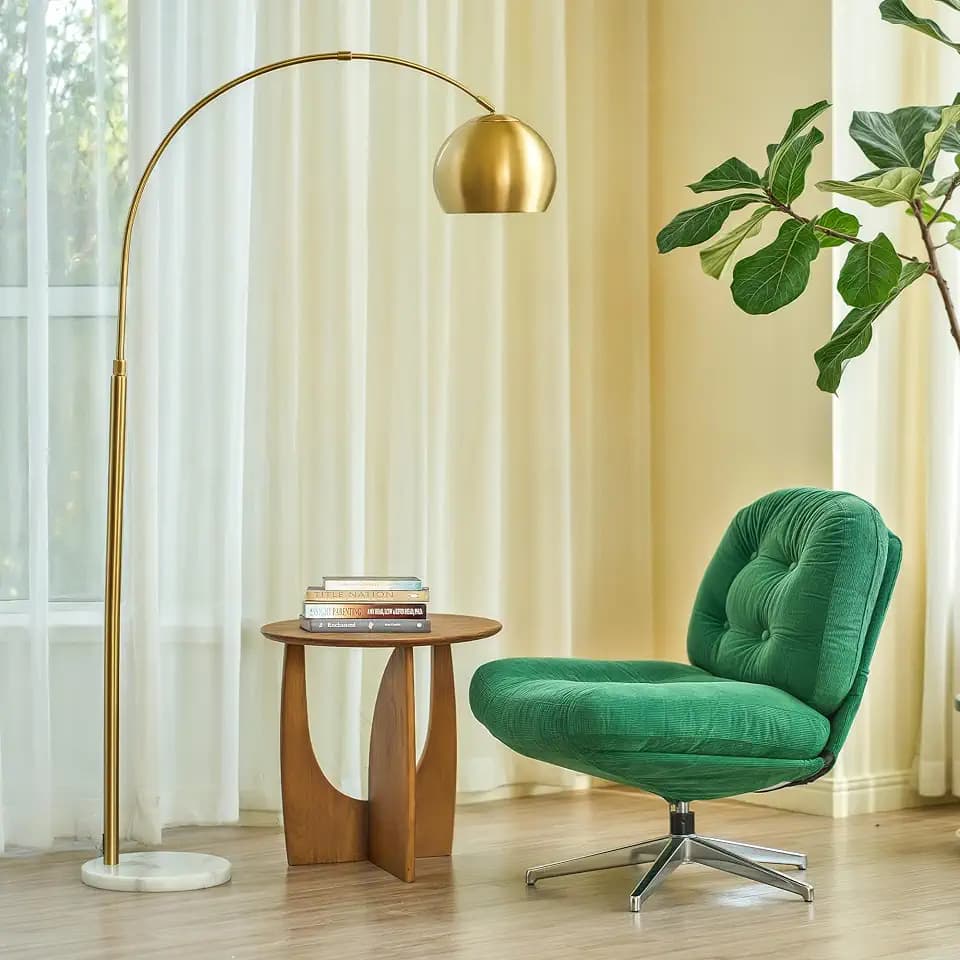 CO-Z 69" Modern Arc Floor Lamp, Gold Standing Light with Adjustable Metal Shade and Marble Base, LED Bulb Included, Contemporary Lighting for Living Room or Sofa