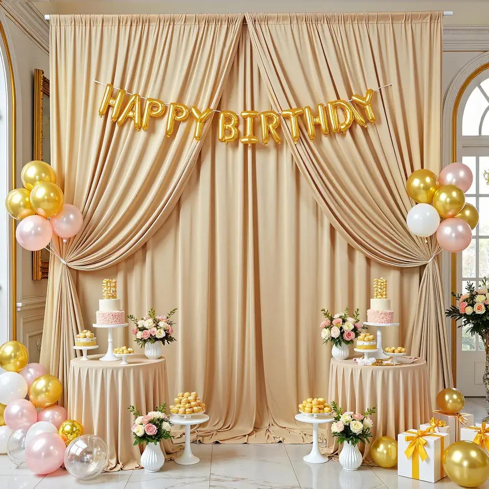 10FTx14FT Champagne Backdrop Curtains for Wedding, Birthday and Photography