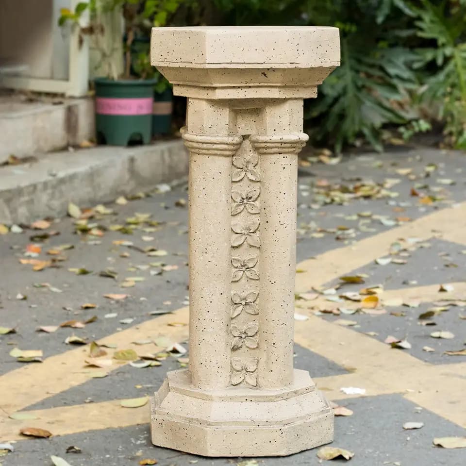 Christopher Knight Home Jorine 23.25"H Plant Stand, Lightweight Concrete Plant Stand, Pedestal Column Side Table, Indoor Outdoor Plants Standing for Entryway Garden Yard Home, No Assemly Needed, Sand