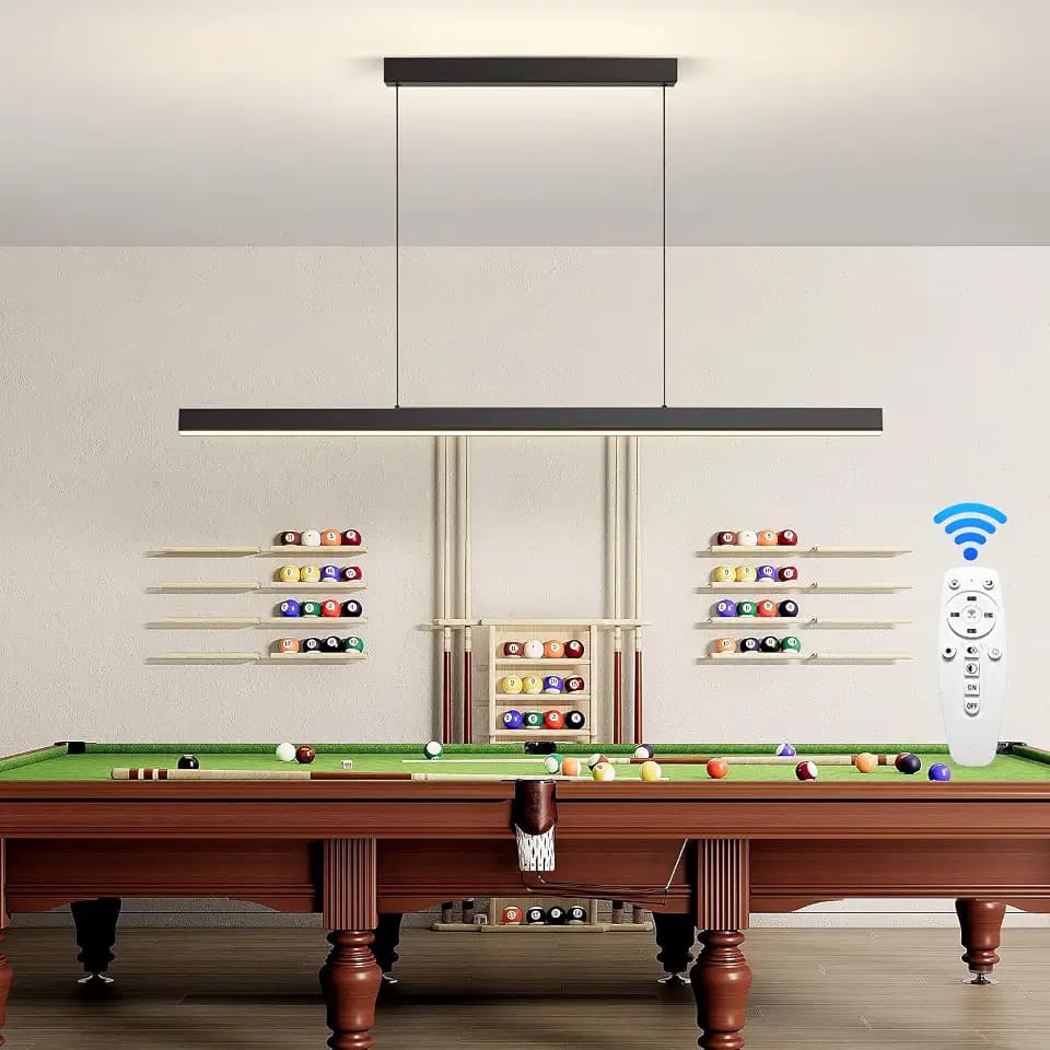 LED Island Lights, 3300k-6500K Dimmable Pool Table Light with Remote, Modern Pendant Lights for Kitchen, 56.29" LED Linear Pendant Light Fixtures Dining Room Living Room Office Bar Billiard Room